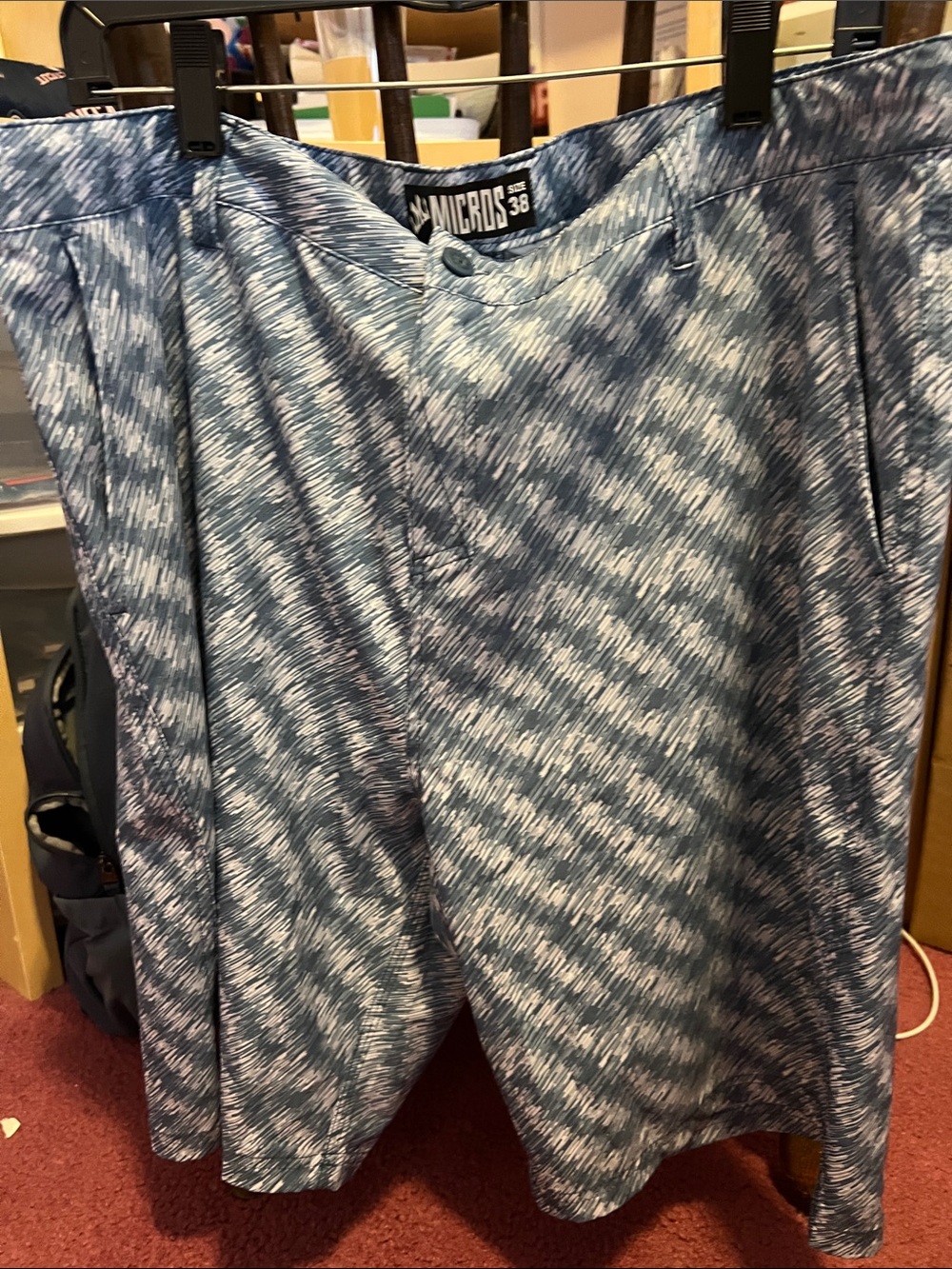 Micros Blue and White Patterned Swim Shorts